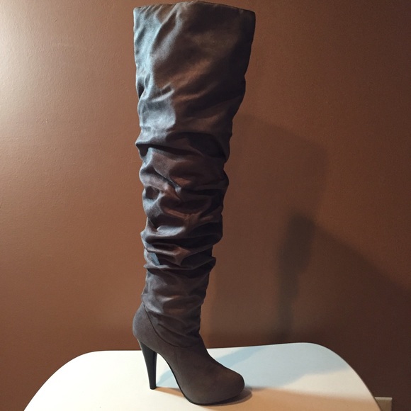 Grey Over the knees Boots