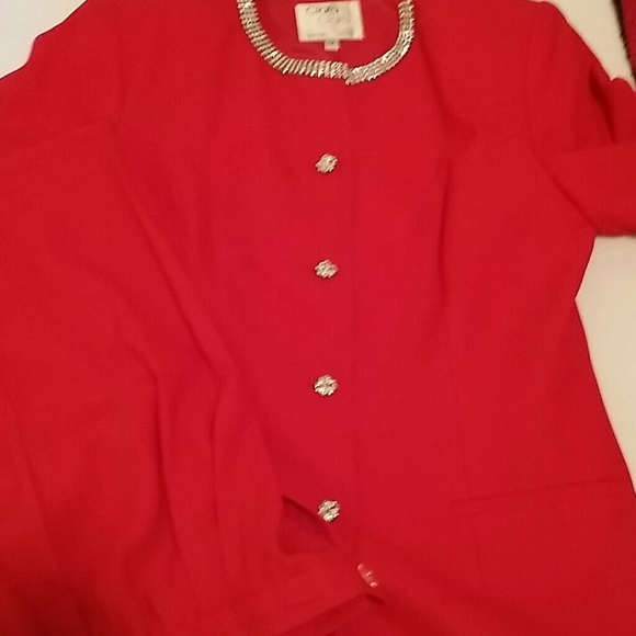 2 piece Rhinestone Red Paints Suits - Picture 4 of 4