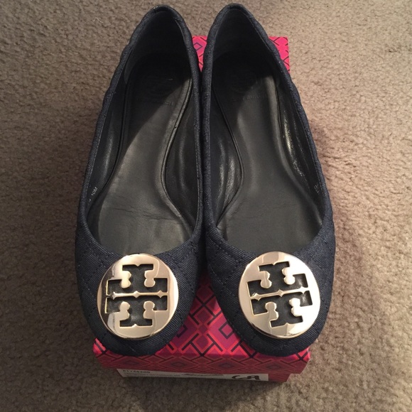 Tory Burch Denim Quinn Ballet Flat size 10