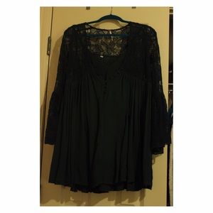 Free People- Lace Contrast Mini Dress