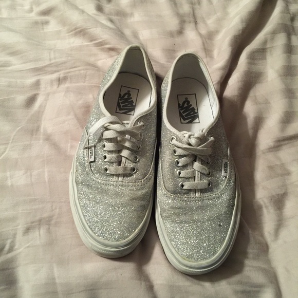 Silver Glittery Women's Vans shoes