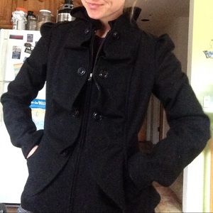 Zip up jacket from anthropologie with ruffles