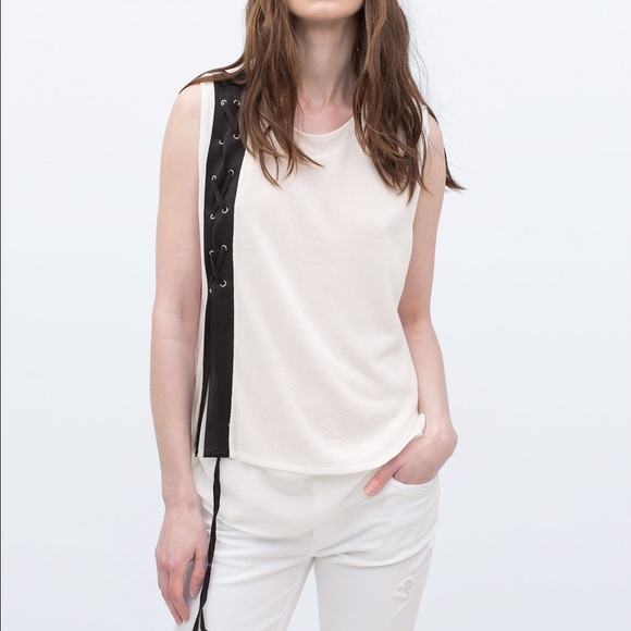 Zara white knit top