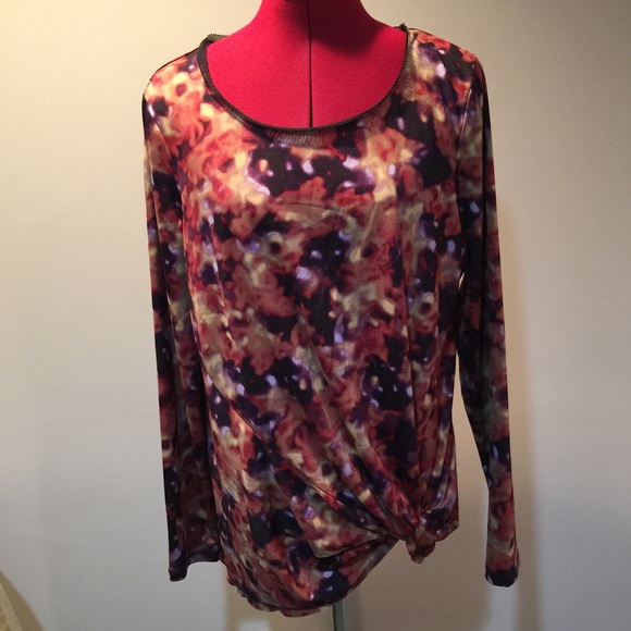 Simply Vera Wang long sleeve print top - Picture 1 of 4