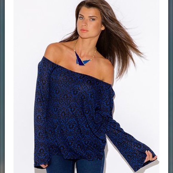 Blue and black off the shoulder