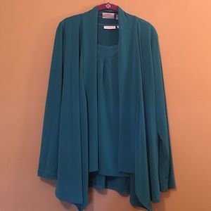Cardigan and Tank Set in Teal