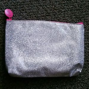 Silver glitter/pink makeup bag