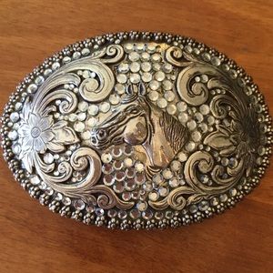 Rhinestone western horse belt buckle
