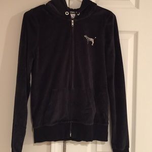 Victoria's Secret Black Velour Zipup jacket