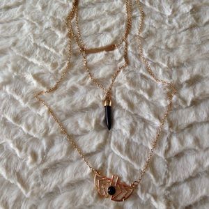 Black and gold Aztec three layer necklace