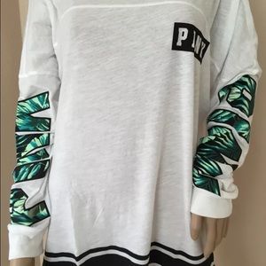 NWT VS PINK TROPICAL OPEN BACK CREW