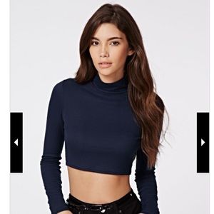 Mock Neck LS Crop Top