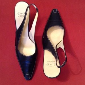 Black sling back heels