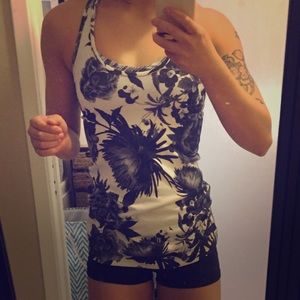 Lululemon Black and White Floral Tank