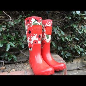 Coach Poppy Red rain boots.
