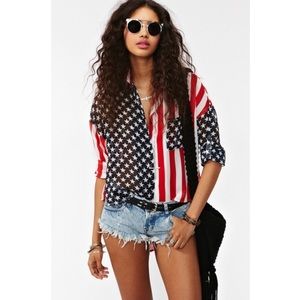 UNIF American Flag button down shirt