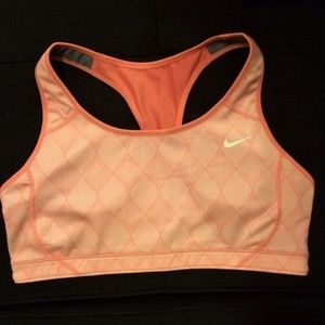 $12 Pink salmon patterned Nike dri sport bra