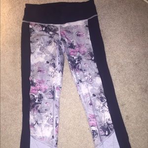Blue Floral Lululemon Mesh Crop Pant