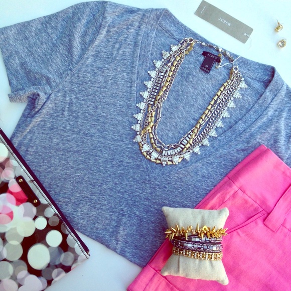 J. Crew Tops - J Crew Gray V-Neck Tee
