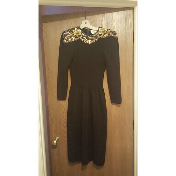 Vintage Black Sequined Dress