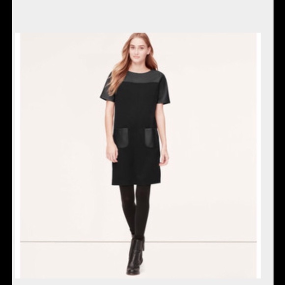 ❌❌❌TRADED❌❌❌Loft Petite Faux Leather Ponte Dress