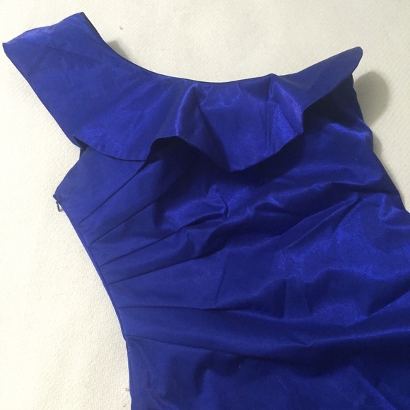 LAUNDRY cobalt blue one shoulder ruffle - Picture 2 of 3