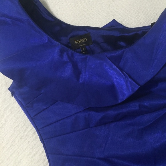 LAUNDRY cobalt blue one shoulder ruffle - Picture 3 of 3