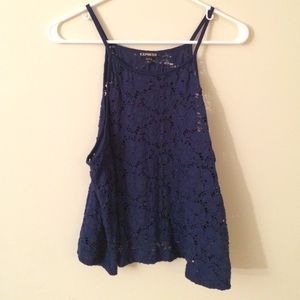 Eyelet High Neck Tank Top