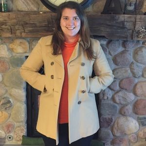 J Crew camel wool and cashmere peacoat Tall size L