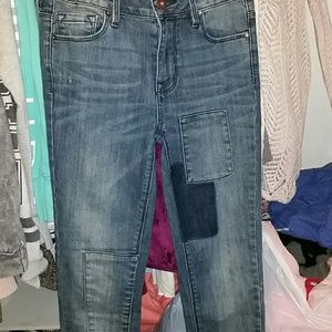 Patchy skinny jeans