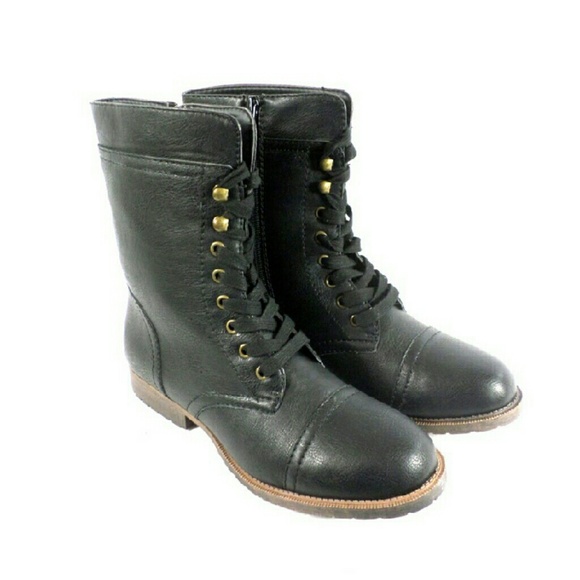 Rampage Jeliana Black Lace-up Combat Booties