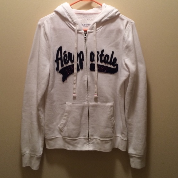 Aéropostale White Zip-Up Jacket (L) (BARGAIN)