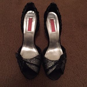 Betsey Johnson heels. Black and silver.