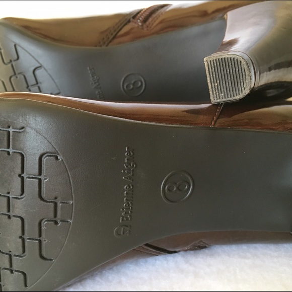 🔆ETIENNE AIGNER Black Patent Leather Boots Size 8 - Picture 3 of 4