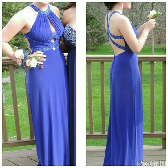 Deep Blue Prom Dress - Picture 3 of 4