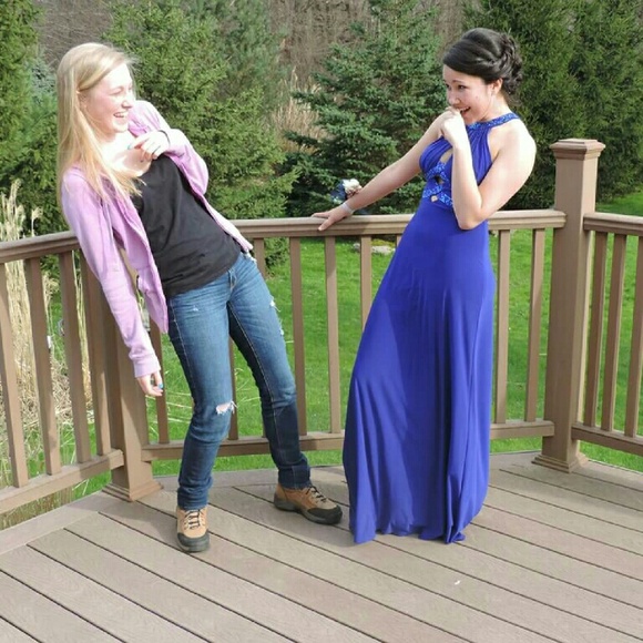Deep Blue Prom Dress - Picture 4 of 4