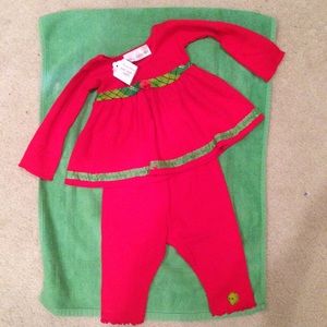 Perfect Christmas +red plaid trim 2 piece size 9mo