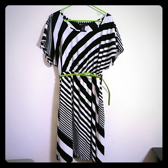 Lane Bryant black and white striped dress 14/16