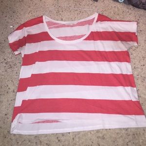 Red and white striped top