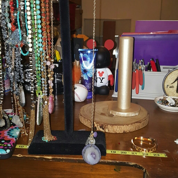 Gold Plated Purple Geode Druzy Pendant Charm: Natural Agate  New Genuine Agate Druzy Purple Gold Filed Necklace