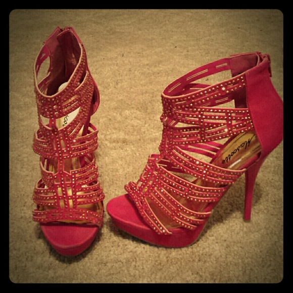 Pink with gold rinestones high heels