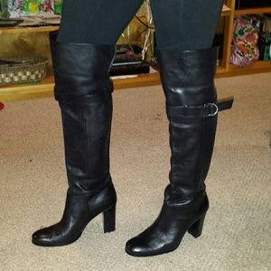 NEW Black over the knee heeled boots. Leather