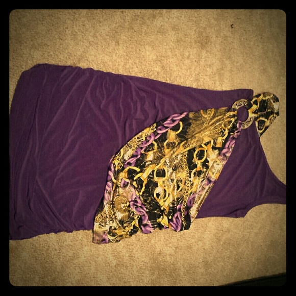 Purple and gold party dress