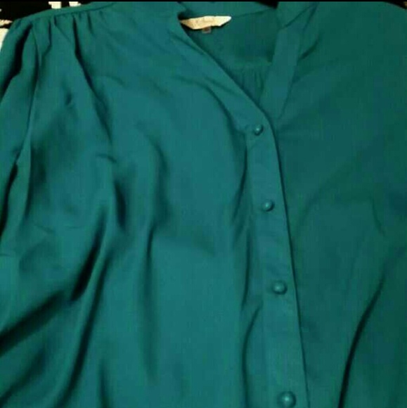 Dark teal button down blouse-XL