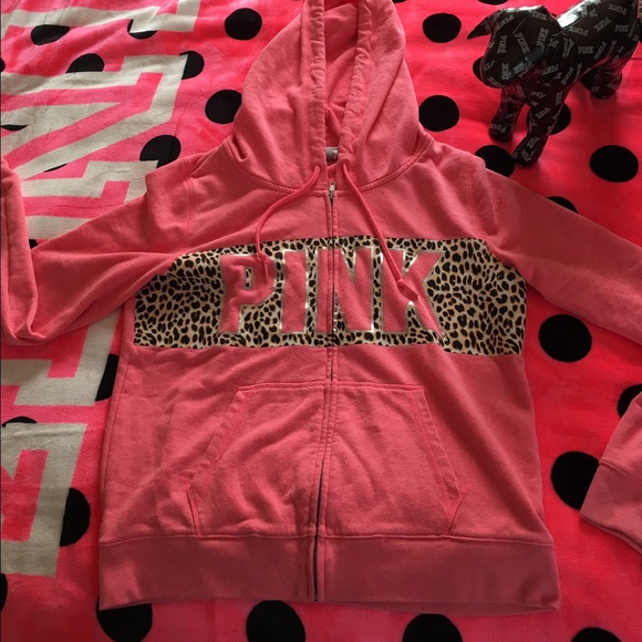 Vs Pink Cheetah Full Zip Hoodie - Picture 1 of 2