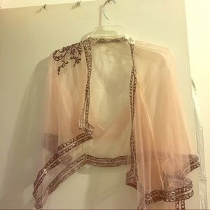 Pink champagne beaded shawl