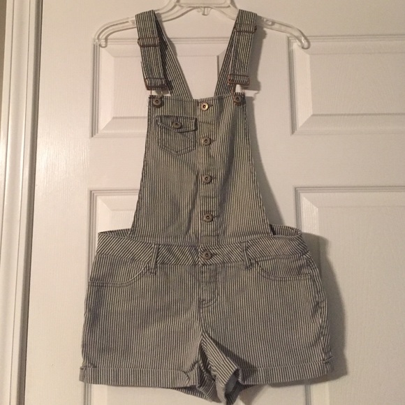 Striped Overall Shorts