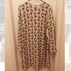 H&M+ Long Sleeved Bird Print Dress