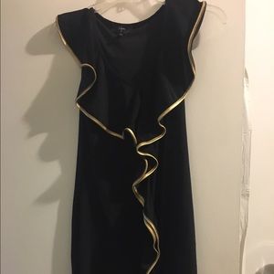 Aqua ruffled gold dress