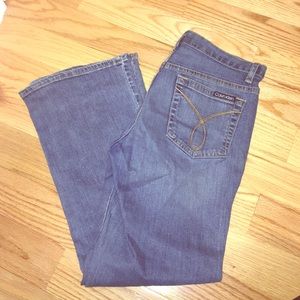 Calvin Klein flare jeans.